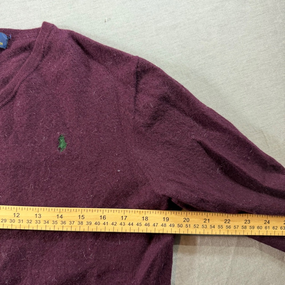 Polo Ralph Lauren V-Neck Sweater Mens‎ M Purple Good Embroidered Pony Logo - Picture 5 of 8
